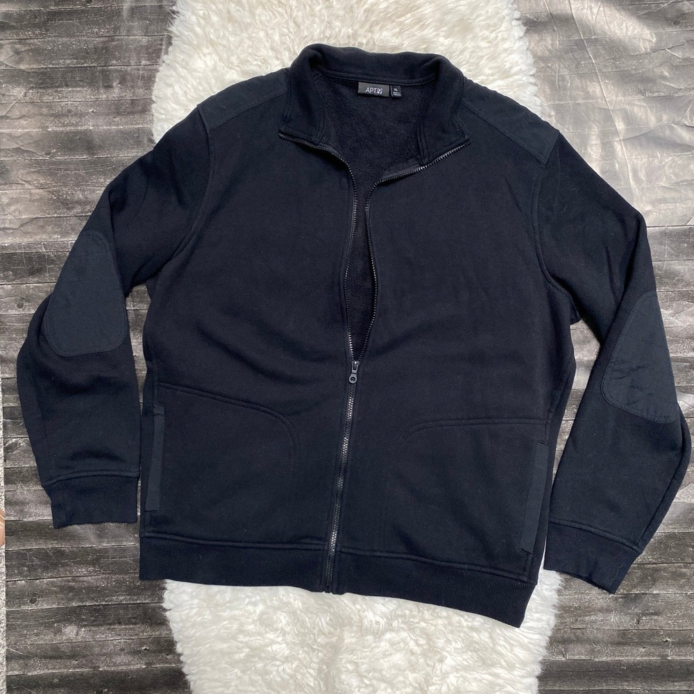 APT 9 MENS BLACK ZIP UP JACKET COMFY CASUAL BASIC NORMCORE OUTDOOR WINTER